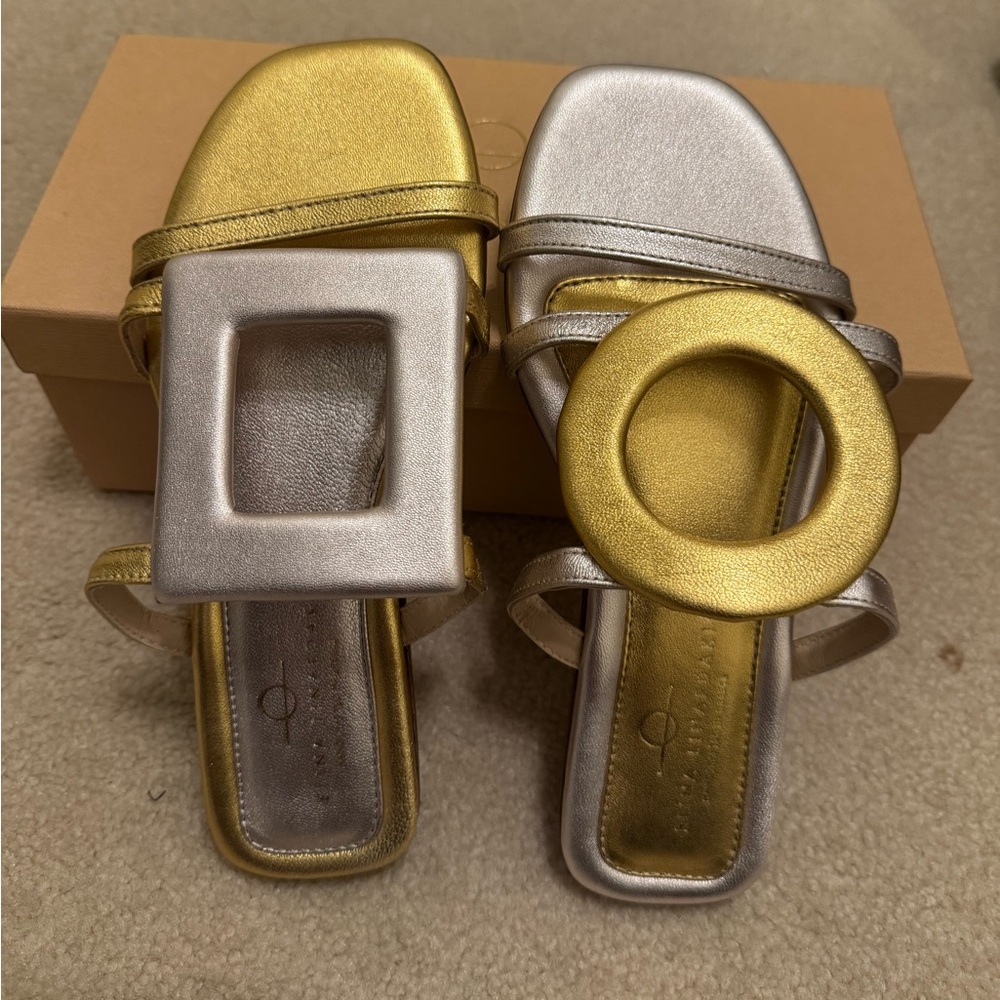 Chic Gold and Silver Sandals - Picture 2 of 8